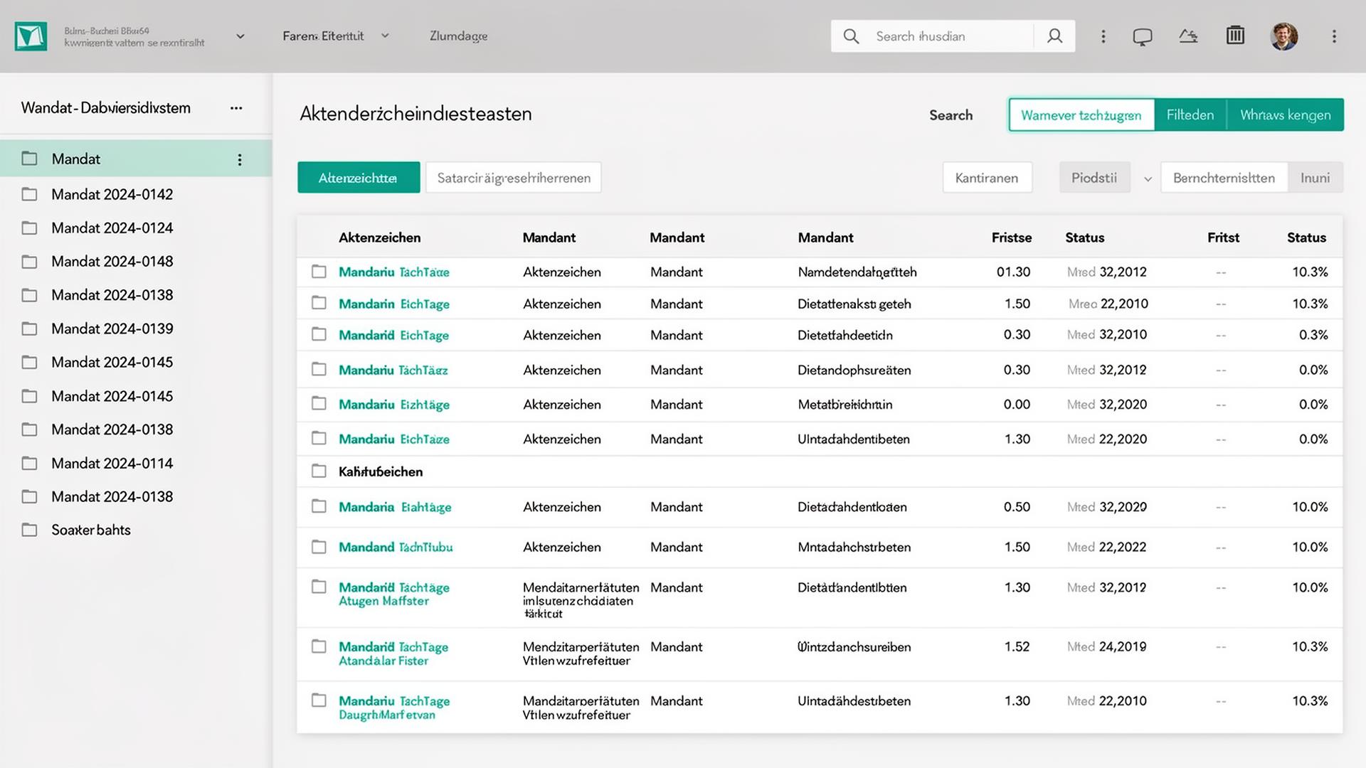 KanzleiNorm Dashboard – Übersicht über Akten, Fristen und Status